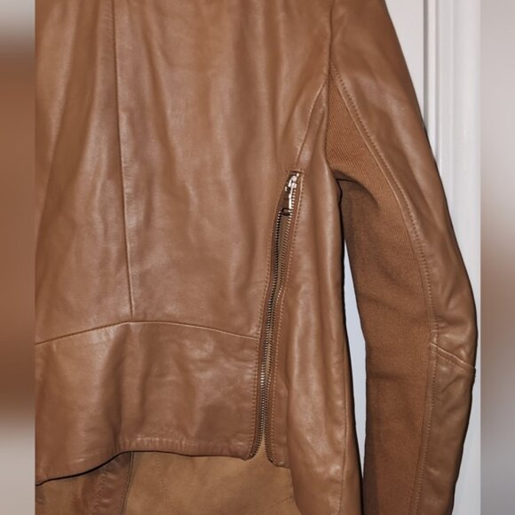 Trouve Brown Genuine Leather Asymmetrical Jacket - Picture 6 of 11